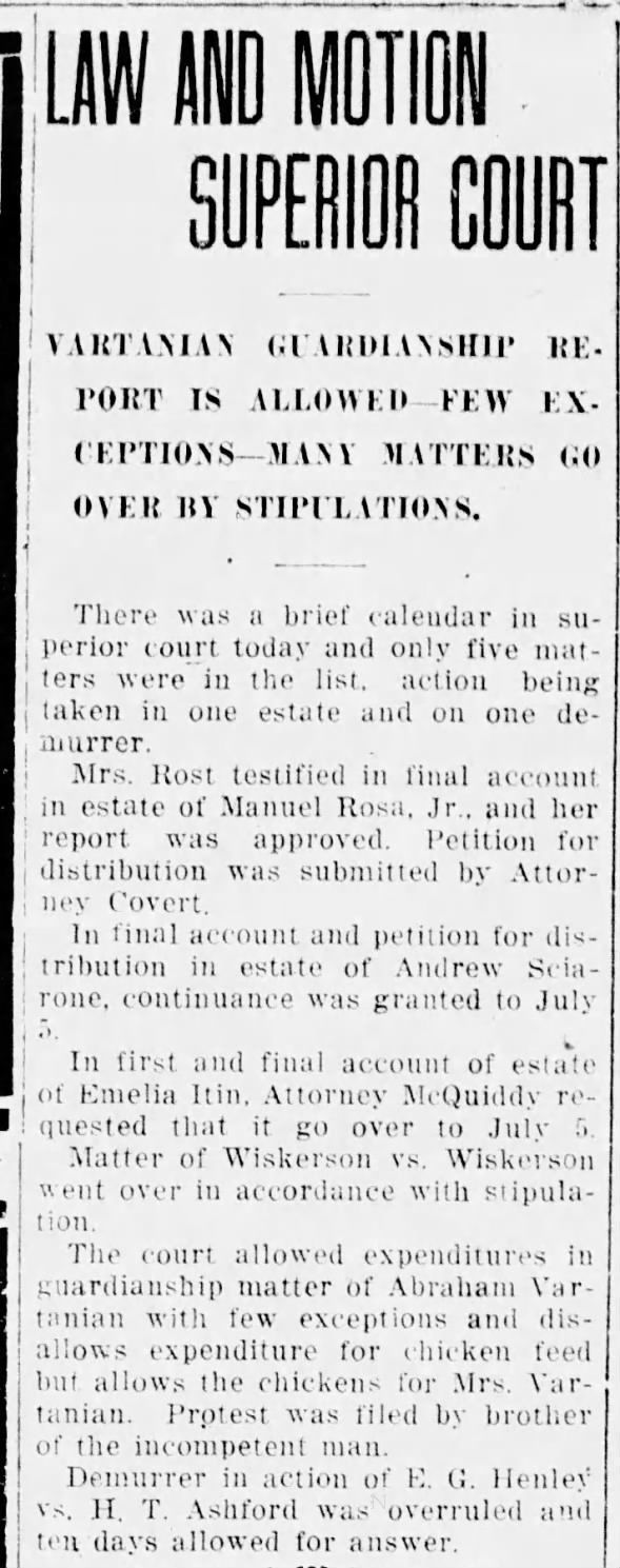 Clipping from The Hanford Sentinel